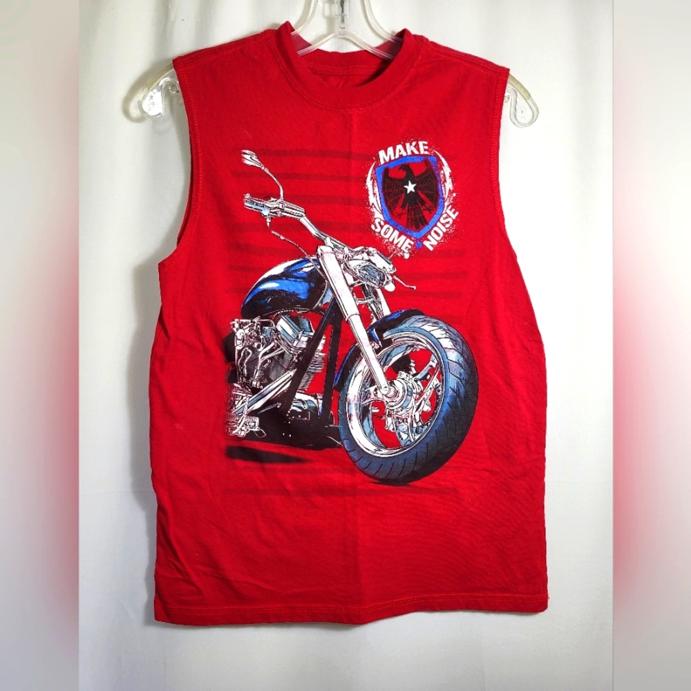 Faded Glory red muscle tank top cycle graphic    boy's XL  #1703